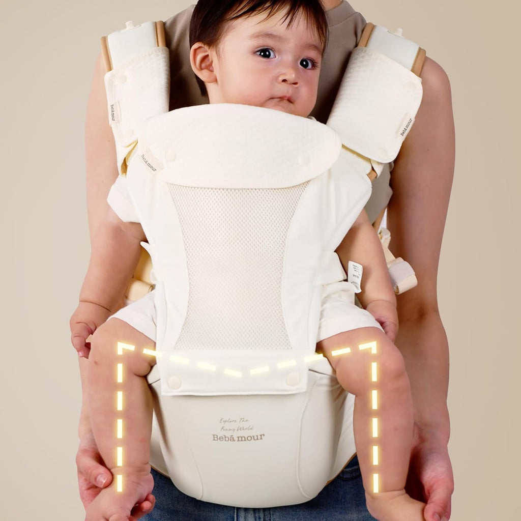 Baby Carrier with Hip Seat,All-Position Breathable Mesh Hip Seat & Carrier 0-36Months with Head Hood, 3 PCS Cotton