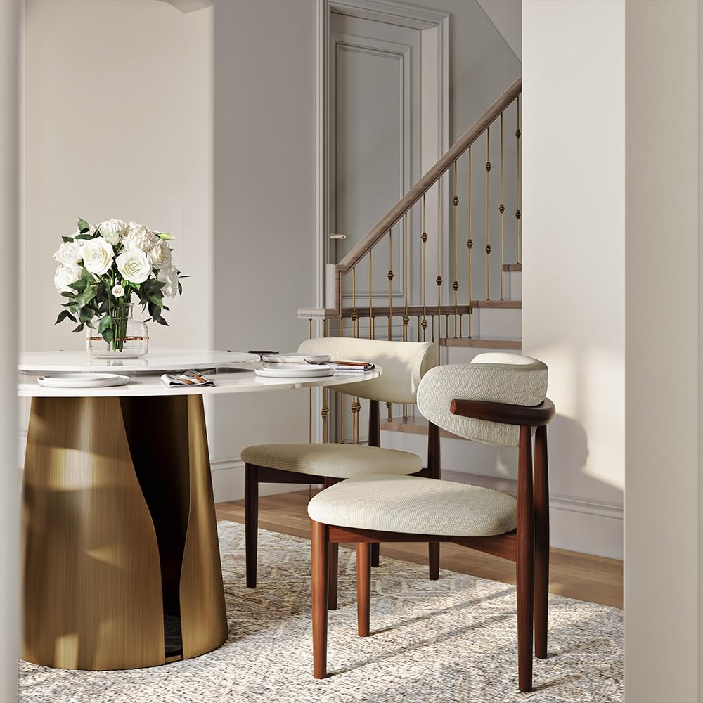 51" Round Dining Table for 4-6, Modern Round Dining Table with 23" Lazy Susan, 51" Glossy White Sintered Stonetop