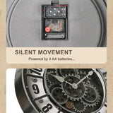 18 Inch Wall Clock with Moving Gears, Oversized Large Industrial Steampunk Decoration