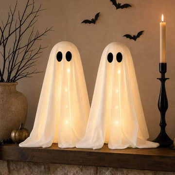 Halloween Decorations -2 Packs Spooky Light Up Ghosts with Lights - Set of 2