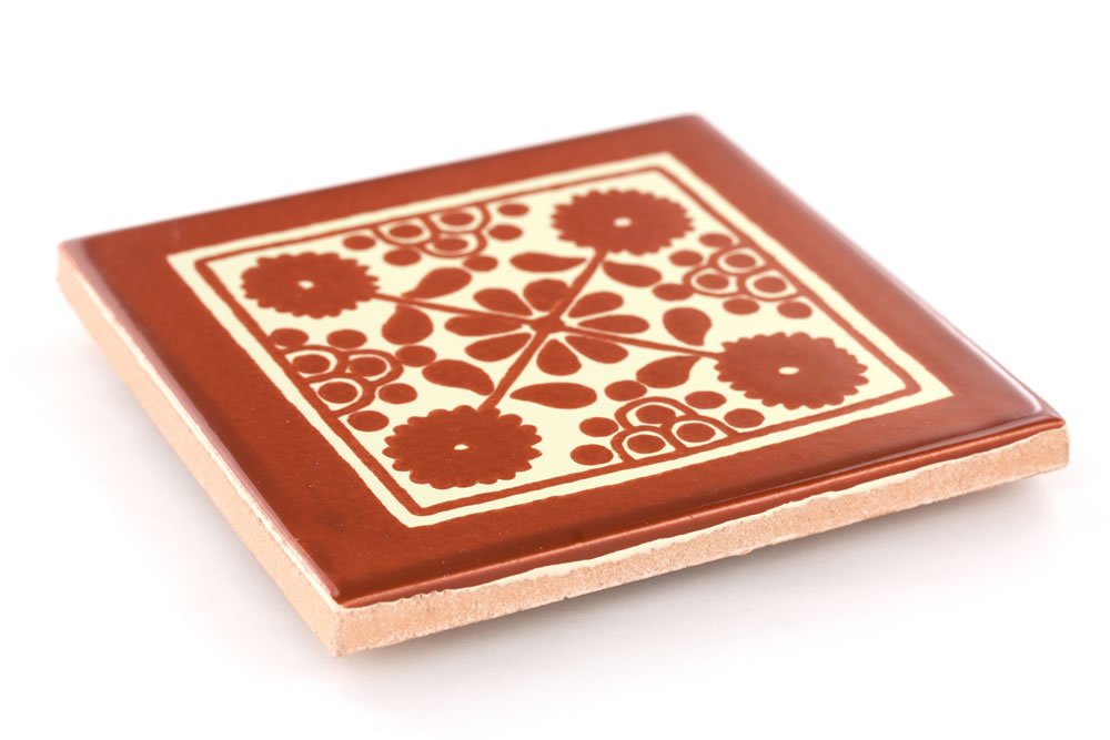 Box of 45-41⁄4 x 41⁄4 Terra Cotta Damasco - Talavera Mexican Ceramic Tiles