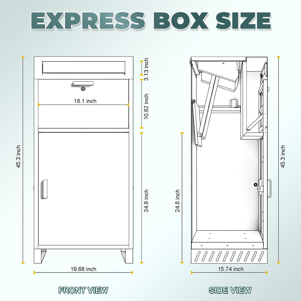 Outdoor Package Delivery Box, Extra Large Parcel Drop Box with Combination Lock