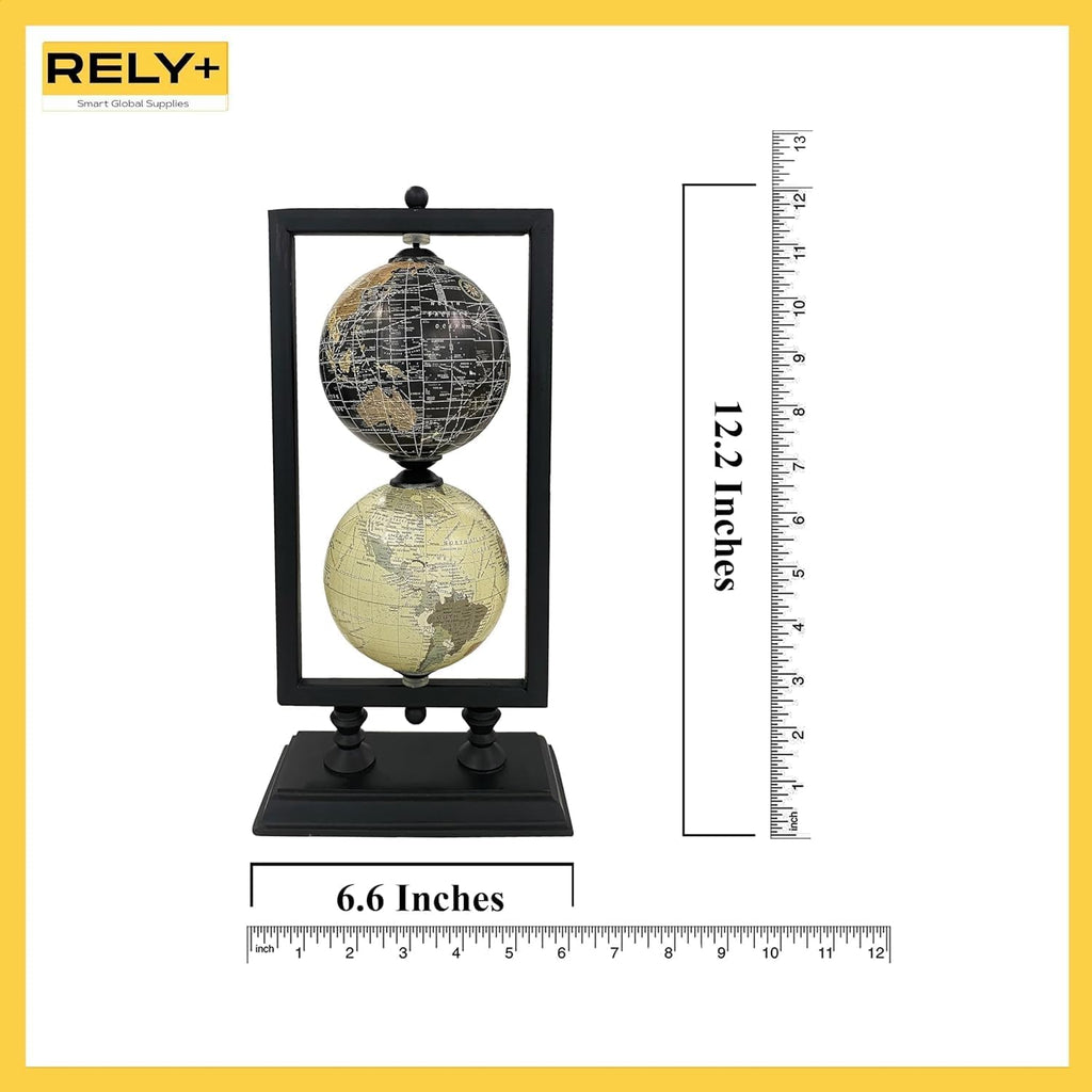 4'' World Globe Sturdy Metal Stand (NOT PLASTIC!) - Rotating Desktop Globes For Geographic Home Desk Table - Set of 2