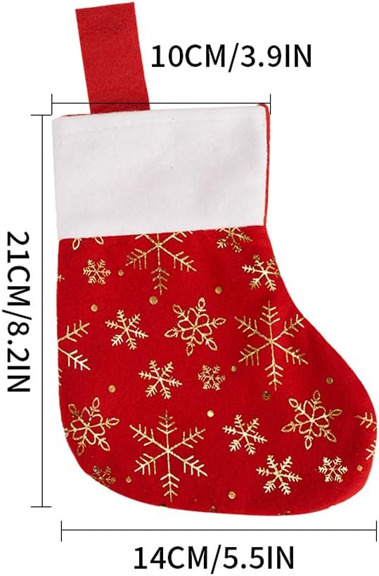 Christmas Stockings Decoration Snowflakes Stocking Red Fannel Faux Fur Xmas Stockings Decor Fireplace - Set of 24