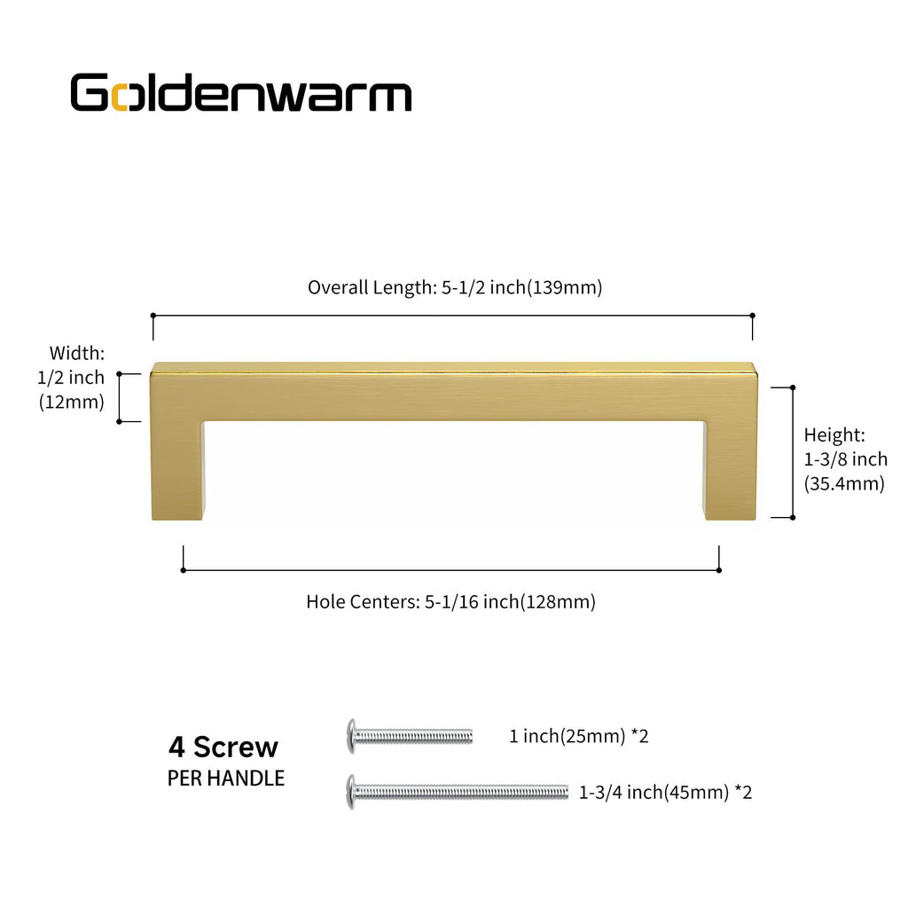 10 Pack 5 Inch Gold Cabinet Handles Brushed Gold Cabinet Pulls