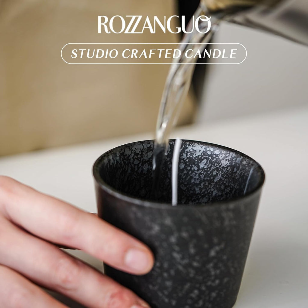 Luxury Textured Ceramic Jar Scented Candle Set 2 x 5.2oz | Non Toxic 100% Natural Coconut & Soy Wax Blend | Hand