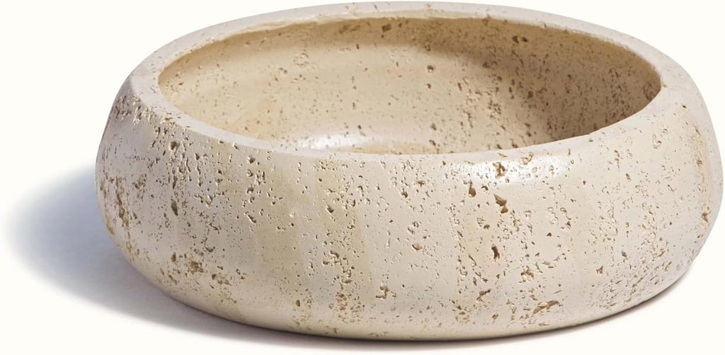 Earthy Vessel - Modern Decorative Bowl & Centerpiece for Coffee Table, Entryway or Candle Display (7.5" x 2.5") Gray
