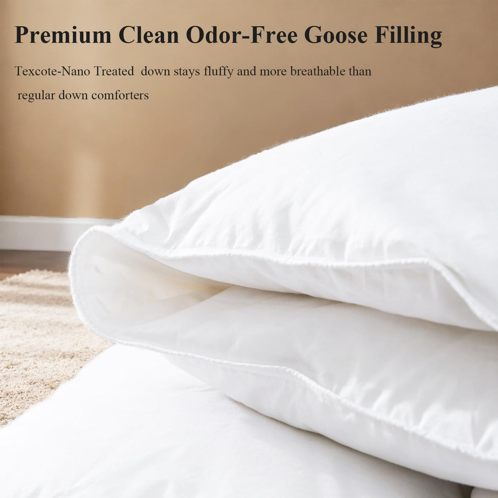 Winter Goose Down Comforter Queen Size, Luxury Duvet Insert, White