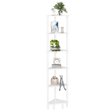 6 Tier Corner Shelf, 66.5'' Tall Standing Shelf, Narrow Display Shelf Stand