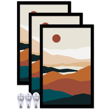 Black 14x22 Picture Frame Set of 3, Gallery Wall Display Frames