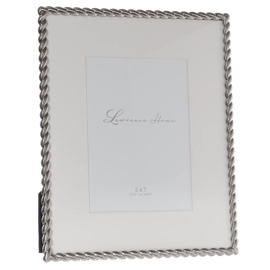 Metal Frame, Rope Design, Brushed Nickel, 8x10 (5x7 mat)