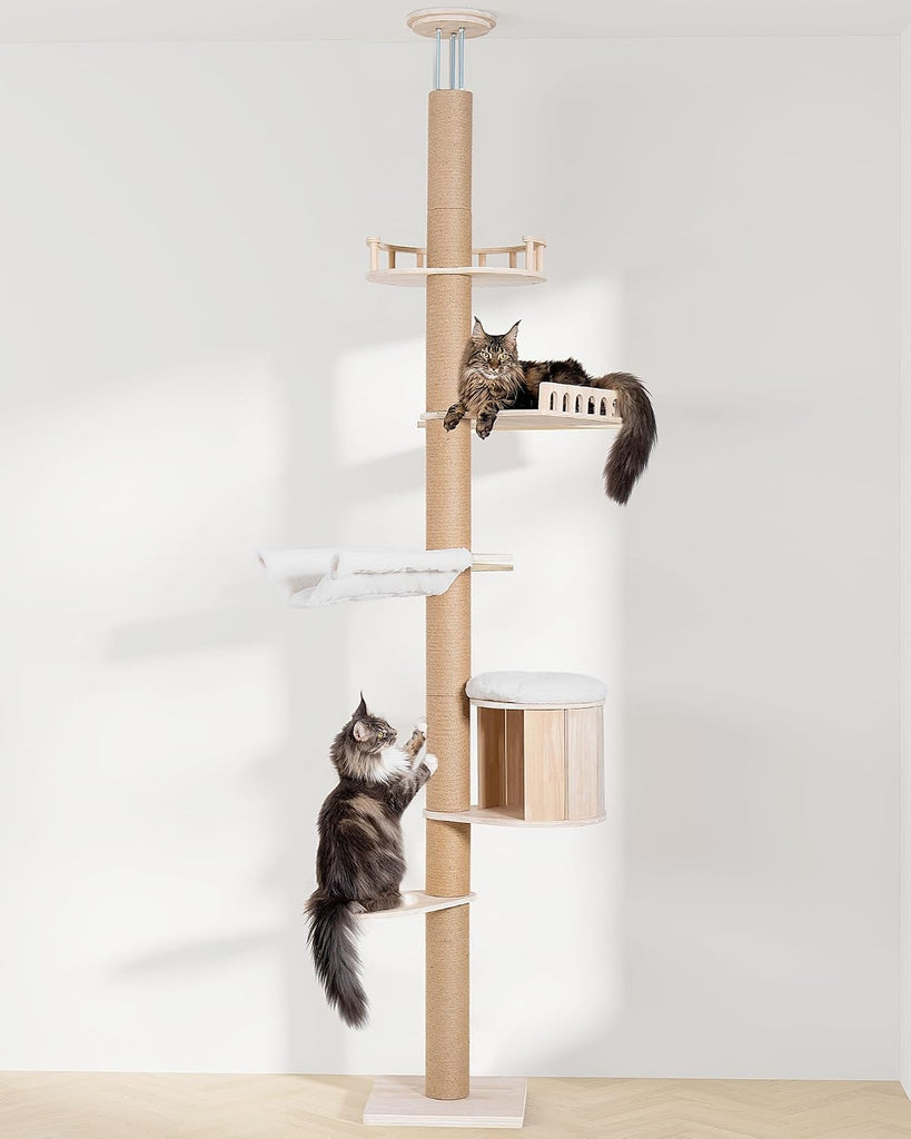 10.2ft Floor to Ceiling Cat Tree for Large Cats, Tall Cat Tower