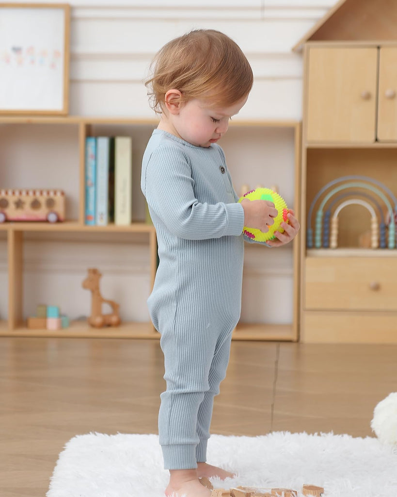 Baby Boy Girl 3 Pack Solid Romper Ribbed Long Sleeve Bodysuit Jumpsuit Infant Knitted Outfits Clothes