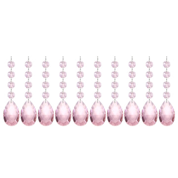 Teardrop Crystal Chandelier Pendants Beads, 10 Pack 125mm Length 38mm Chandelier Prisms Parts Ornaments Hanging Beads