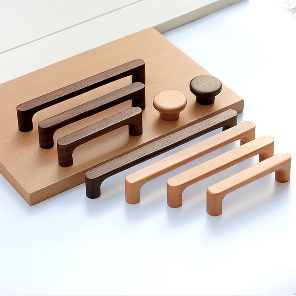Cabinet Pulls Solid Wood Pulls Beech Original Wood Color Simple Modern Style for Cabinet Cupboard Door Drawer Dresser