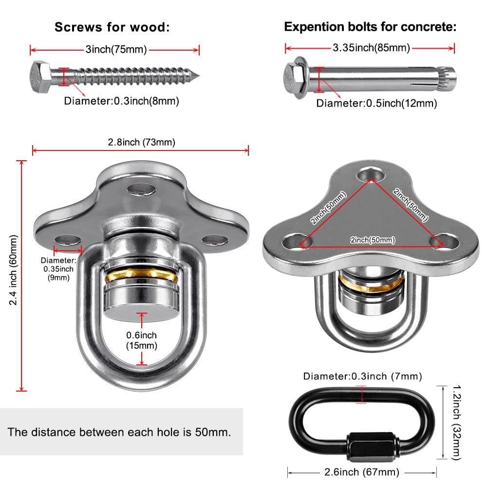 2 Pack Tire Swing Swivel Hanger with Bearing Heavy Duty Swivel