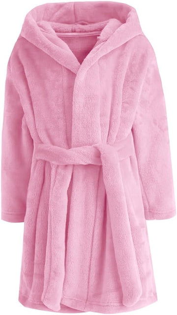 Kids Bathrobe Hooded Plush Fleece Robe for Girls Boys