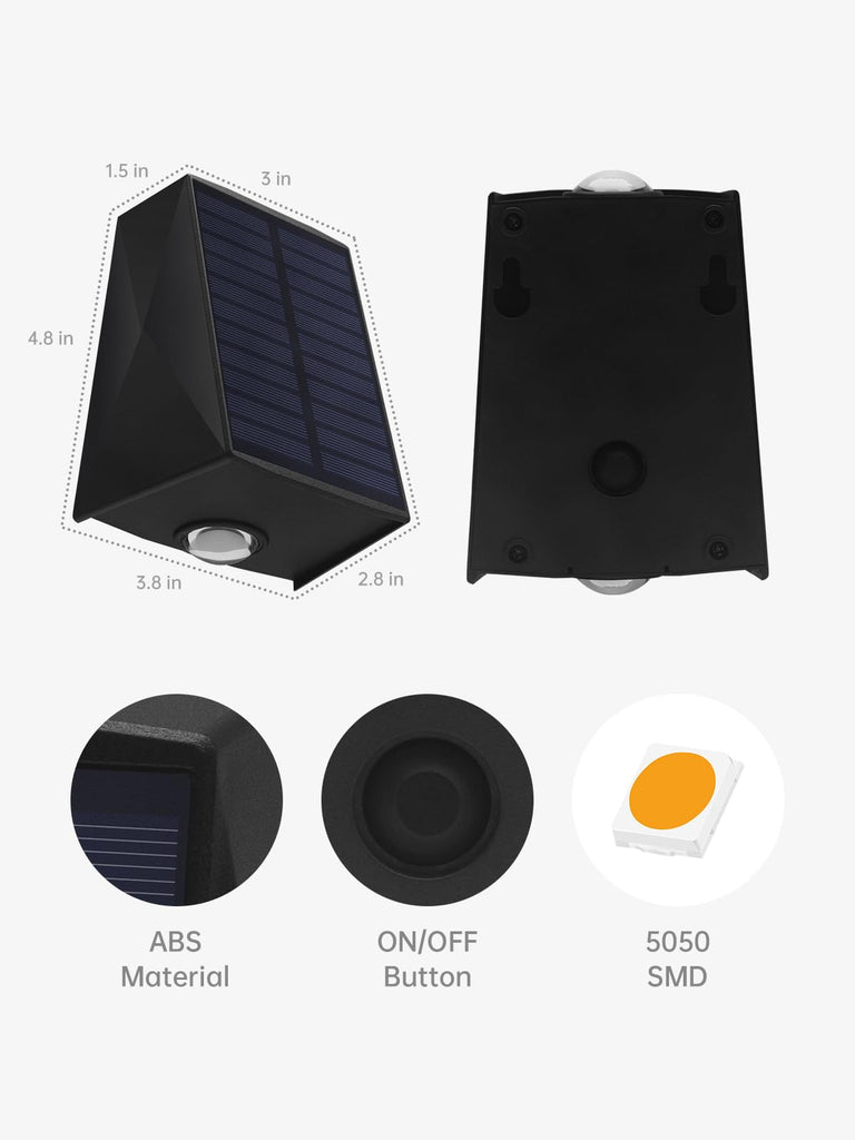 Solar Wall Lights Outdoor Waterproof Sconce for Outside, Garage, Fence
