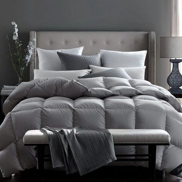 Fusion White Goose Down Comforter Queen Size, Heavy Weight Duvet Insert for Winter 50 Ounce, All Cotton Shell, with