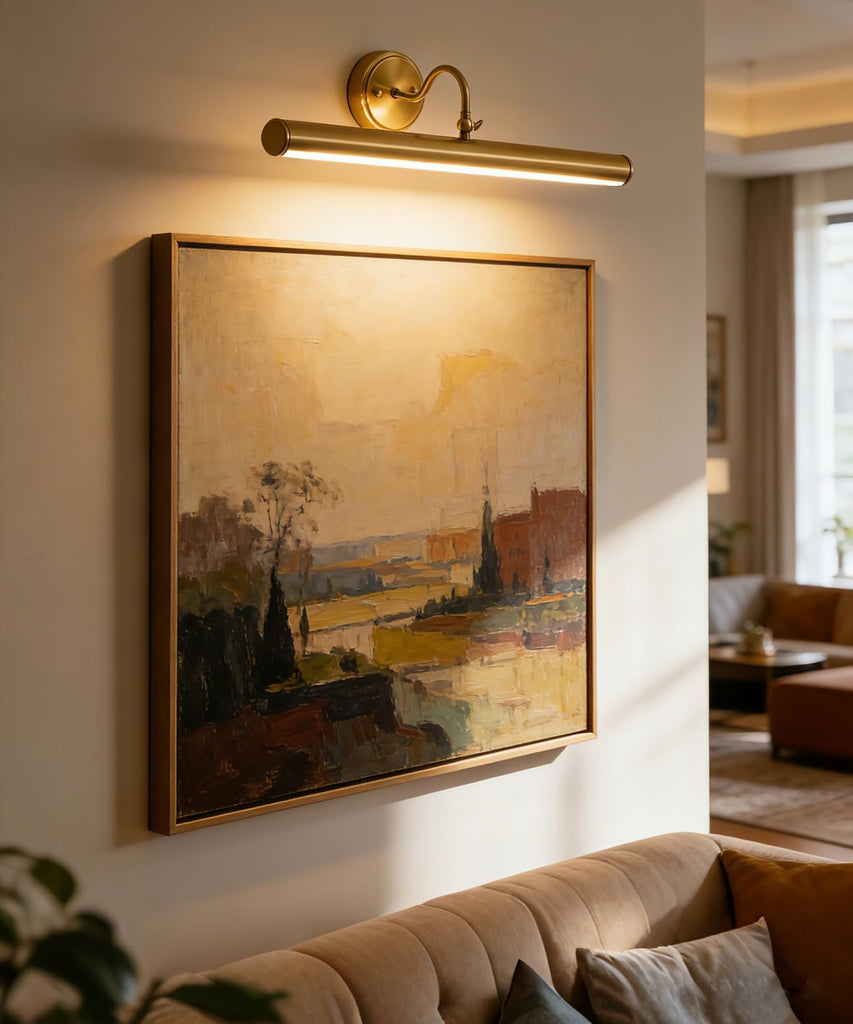 Hardwired Picture Lights for Wall,28 Inch Brass Vintage Picture Sconce,E12 Base,330° Rotatable,4-Light Gallery Art