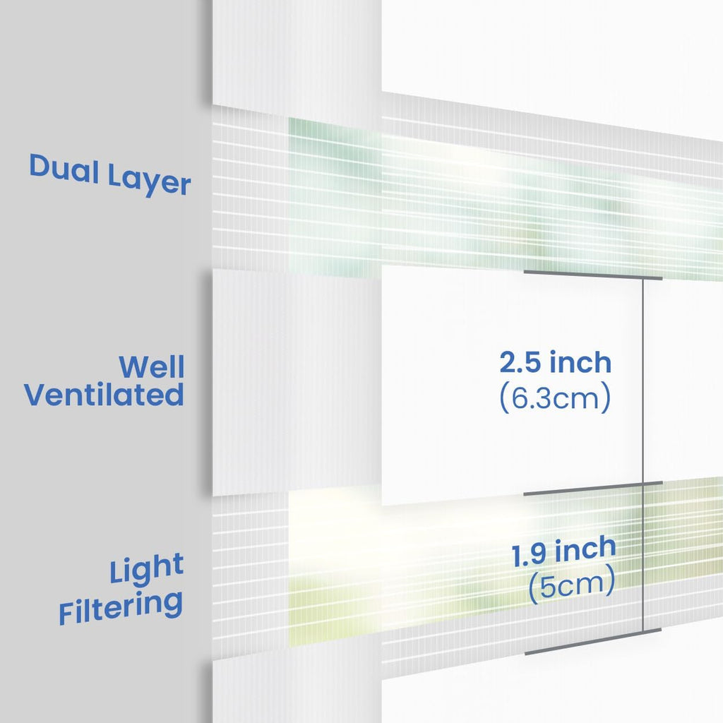 Zebra Blinds for Windows, Day Night Dual Layer Roller Shades for Windows, Adjustable Privacy, Inside or Outside Mount