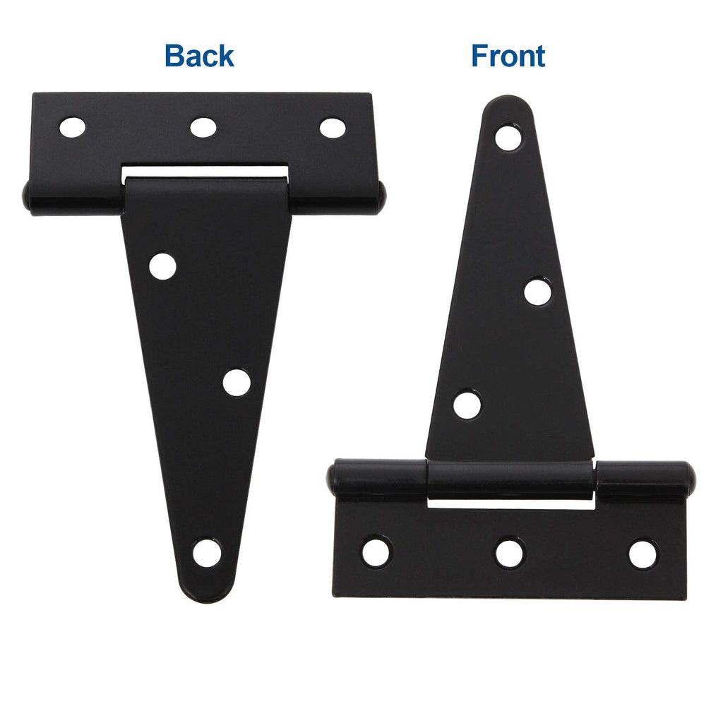 10 Pack T-Strap 4 Inch Heavy Duty Tee Hinge Black Barn Door Gate Hinges for Wooden Fences Strap Garden Door Wrought