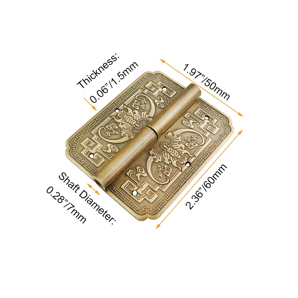 4Pcs Antique Brass Double Door Hinges Cabinet Drawer Wardrobe Bookcase Door Removable Hinges Furniture Accessories