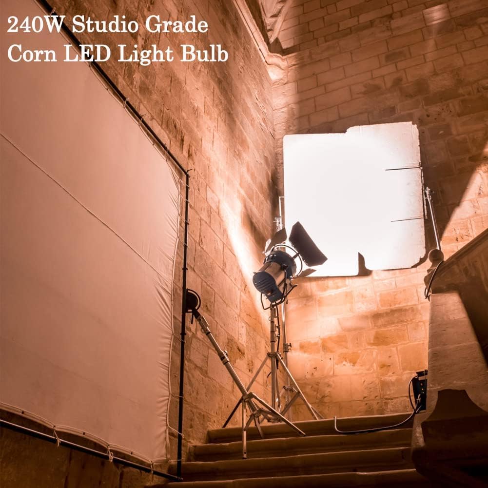 240W Studio Grade Corn LED Light Bulb Fanless (1200 Watt Metal Halide/HID/HPS Replacement) E39 Large Mogul Base LED