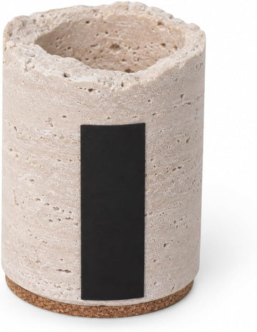 Natural Travertine Match Holder with Striker for Candle Home Decor - Matches Not Included