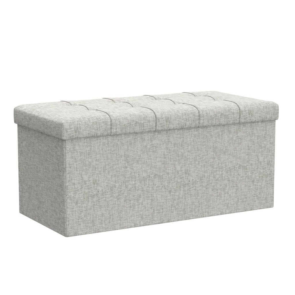 30 Inch Rectangle Storage Ottoman - Buttonless Tufted Ottoman -Foot Rest-Holds 330 lbs, Grey