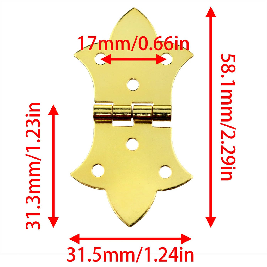 8 Pcs Gold Butterfly Hinges, Vintage Style