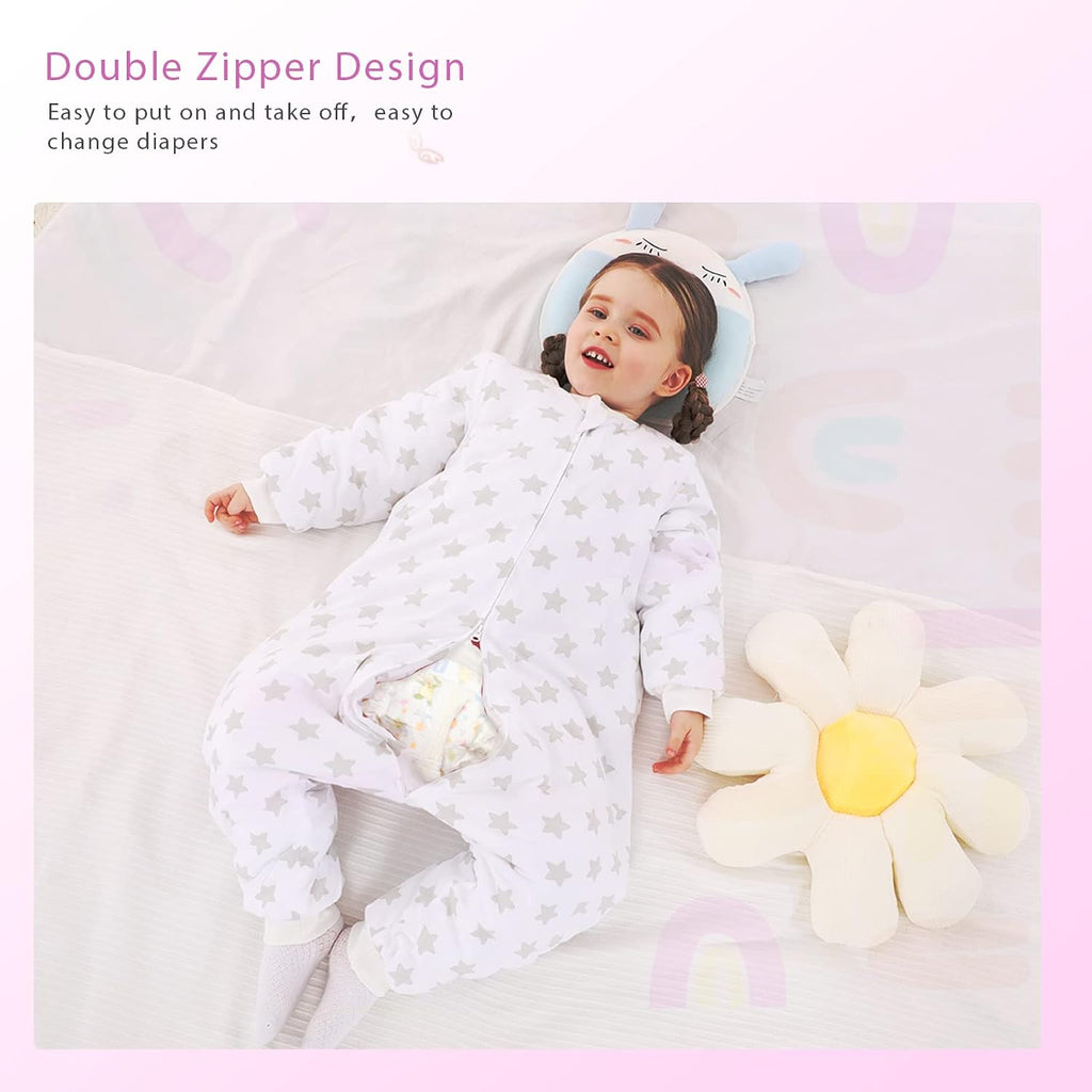 Toddler Sleep Sack with Legs, 2.5 TOG Winter Wearable Blanket, Cozy Cotton Walker Sleep Sack for Boys & Girls