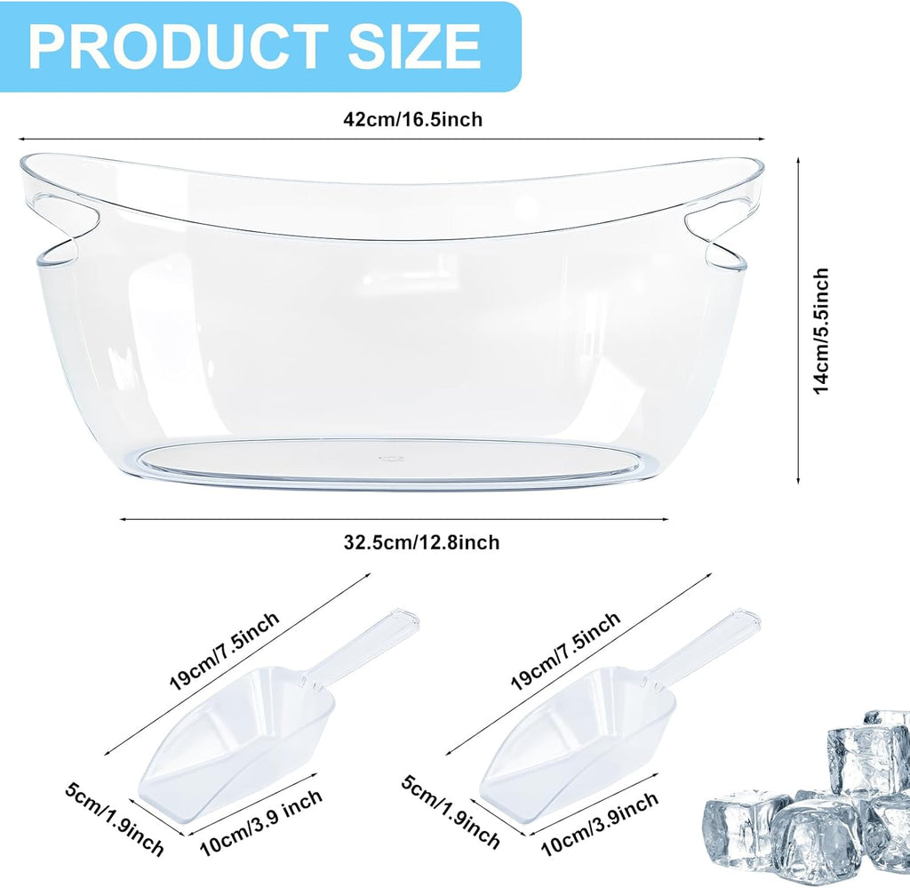 Clear Acrylic Ice Buckets, 5.5L Mimosa Bar Beverage Tubs with Scoops - Set of 4