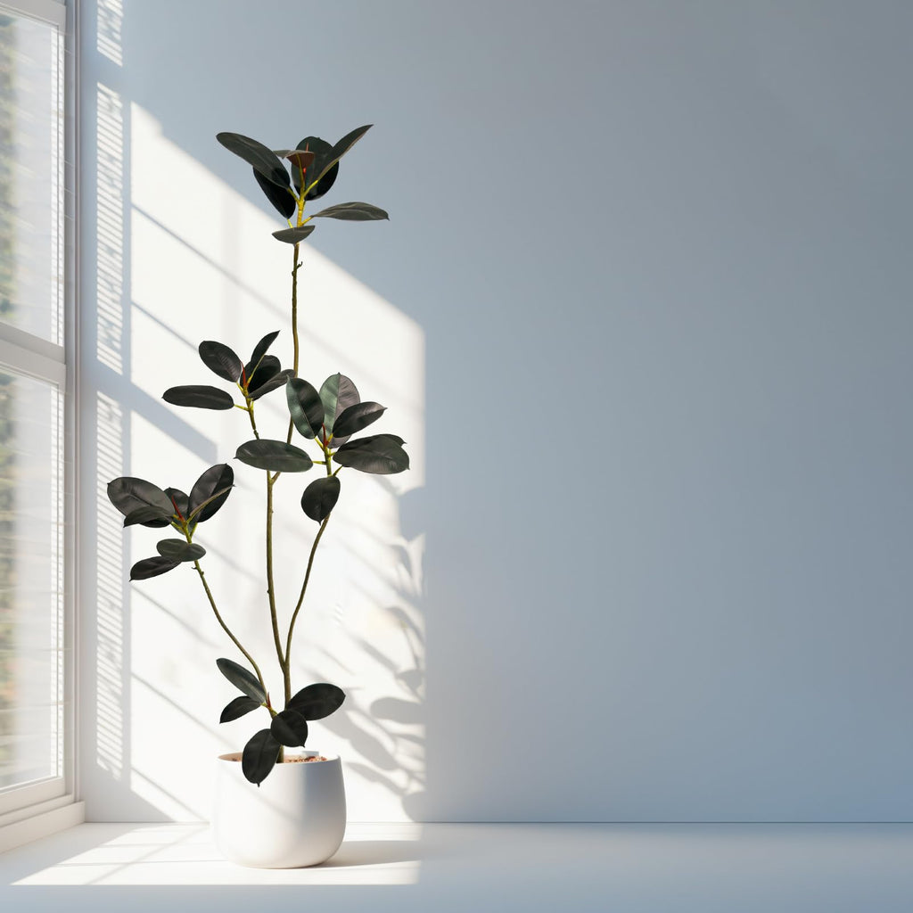 Artificial Rubber Tree 6ft Tall Indoor Plant