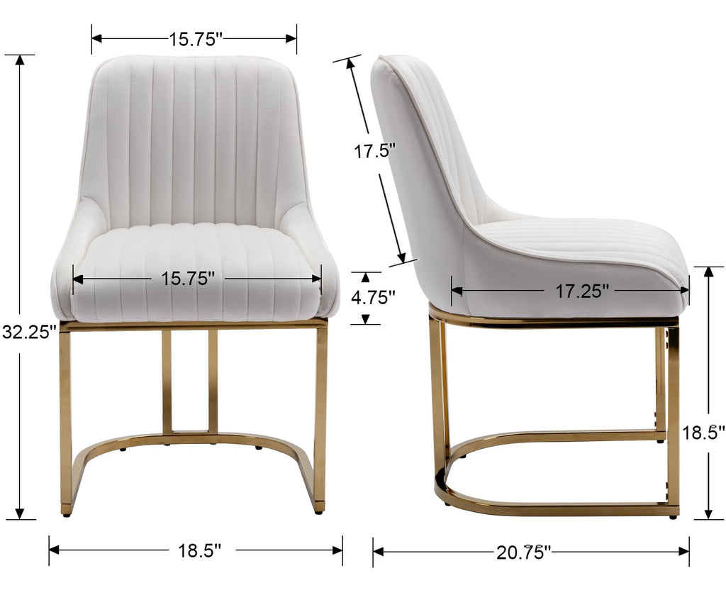 Velvet Upholstered Dining Chairs Set of 4 Modern Accent Dining Room Chairs with Gold Metal Base Comfy Padded Kitchen