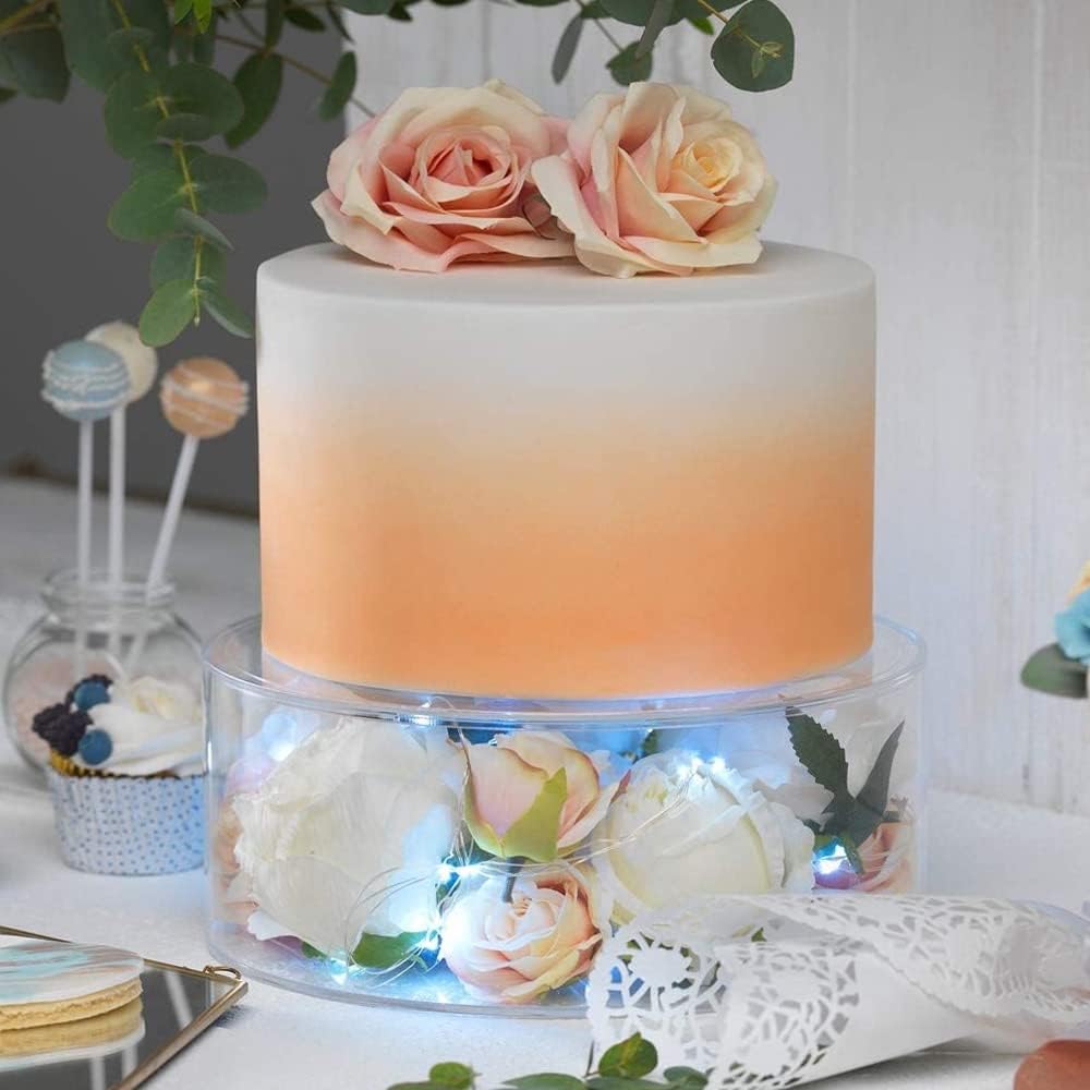 Acrylic Cake Stand with Lid Fillable Cake Stand Floating Clear Cake Stand Cake Riser Cake Tier Round Cake Stand - Set of 2