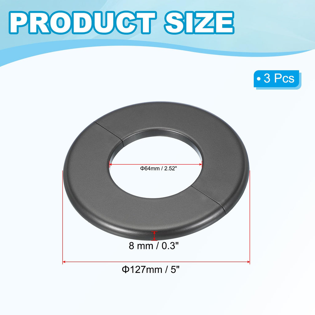 Wall Split Flange 2.52"/64mm, 3Pcs ABS Round Self-Adhesive Escutcheon Plate Cover Buckle for Water Pipe Faucet