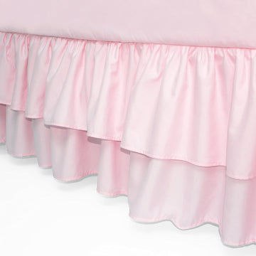 Double Layer Ruffled Crib Skirt, Blush Pink for Baby Girls, 1 Pack