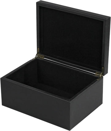 Faux Leather Decorative Box, Large Wooden Structure Keepsake Box Accessory Organizer Jewelry Organizer with Hinged