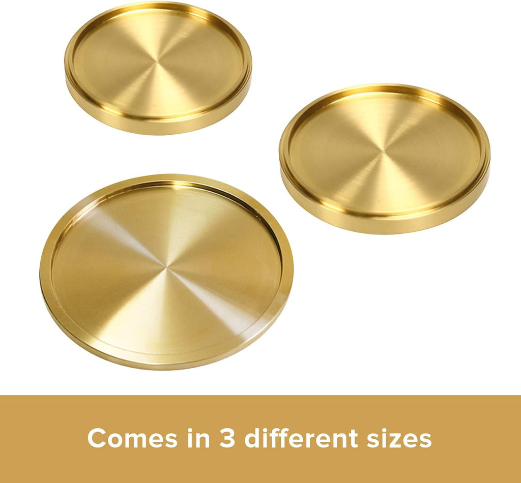 Heavy Brass Coasters for Drinks (6-Pack) - Solid Bronze Gold Coasters - Classy MCM Style Premium Coaster Set - 5 Star - Set of 6