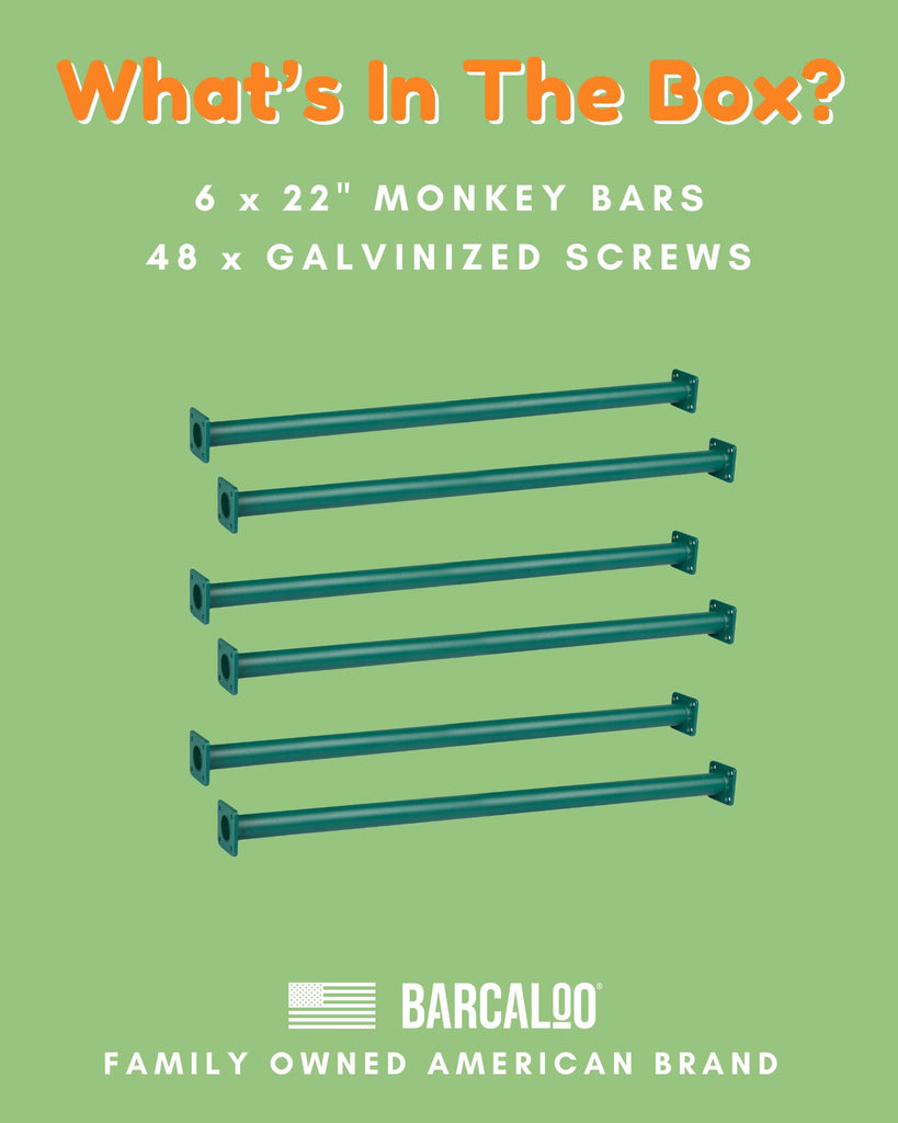 22 Inch Outdoor Monkey Bars, Green - Set of 6