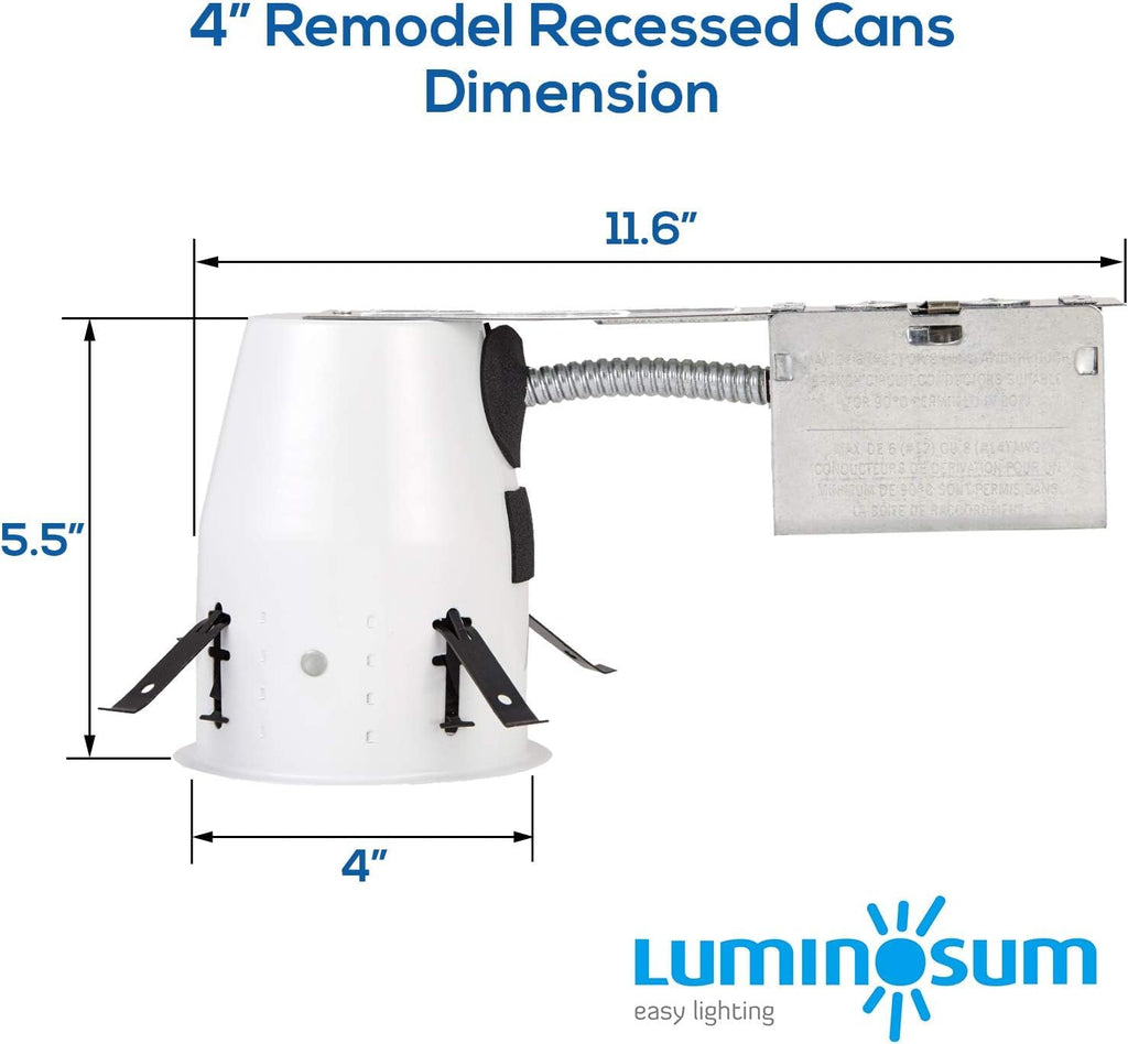 4 Inch Remodel Recessed Lighting Housing IC Rated UL-Listed 8Pack