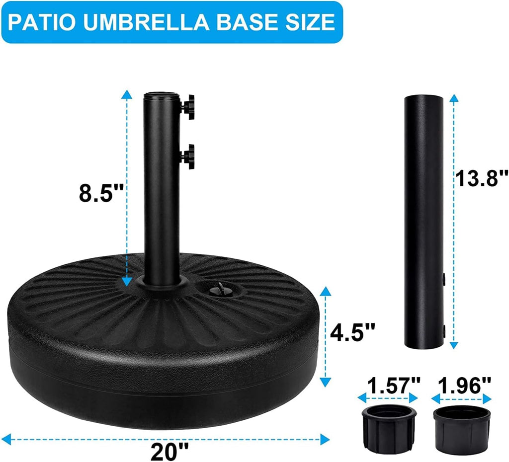20" Round Heavy Duty Patio Umbrella Base Stand with Steel Umbrella Holder