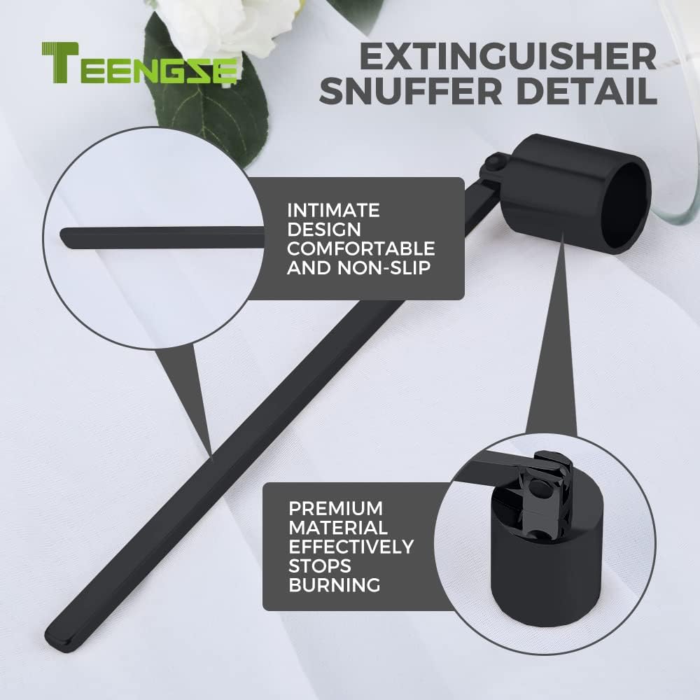 Black Candle Trimmer & Snuffer Set, Stainless Steel Long Handle Kit - Set of 2