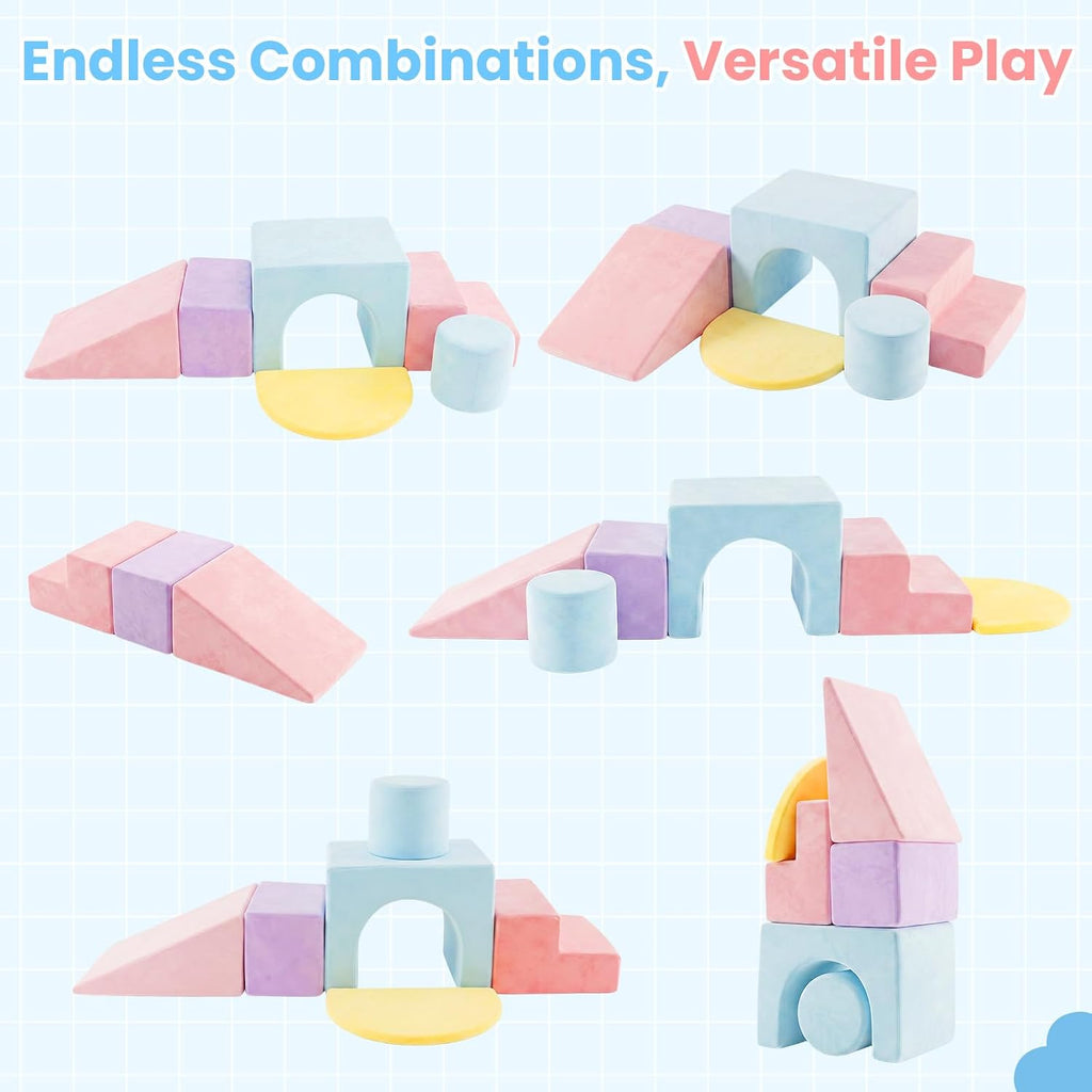 Toddler Climbing Toys Indoor, 6 PCS Foam Climbing Blocks for Baby Crawling Sliding, Soft Play Set for Kids Gym