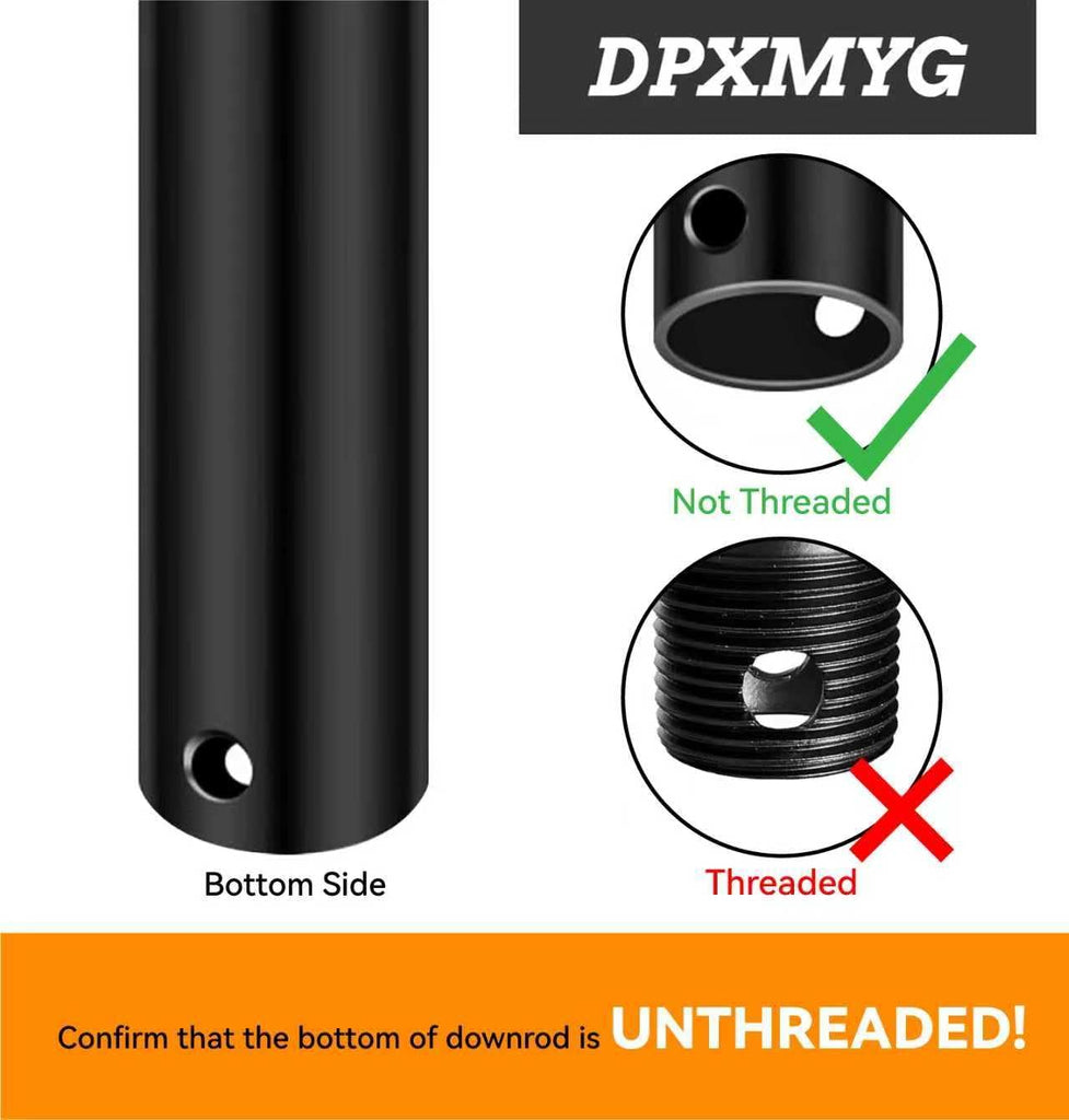 Ceiling Fan Downrod Extension Pole - Steel, 1 Inch Diameter, Non-Threaded Universal Fit