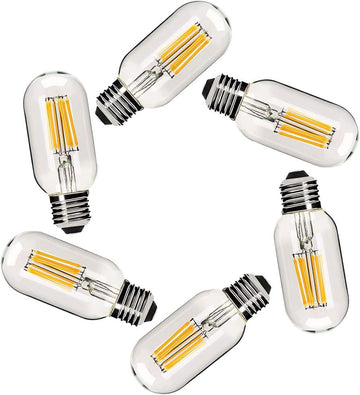 Dimmable Vintage Edison Tubular LED Bulb T45/T14, 6 Watt E26 Medium Base, 4000K Daylight White, 60 Watt Equivalent