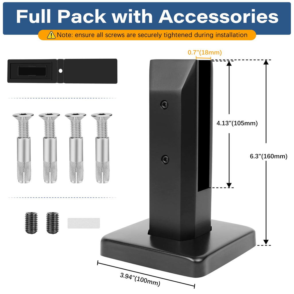 Heavy-Duty Glass Railing Spigots 304 Stainless Steel Black