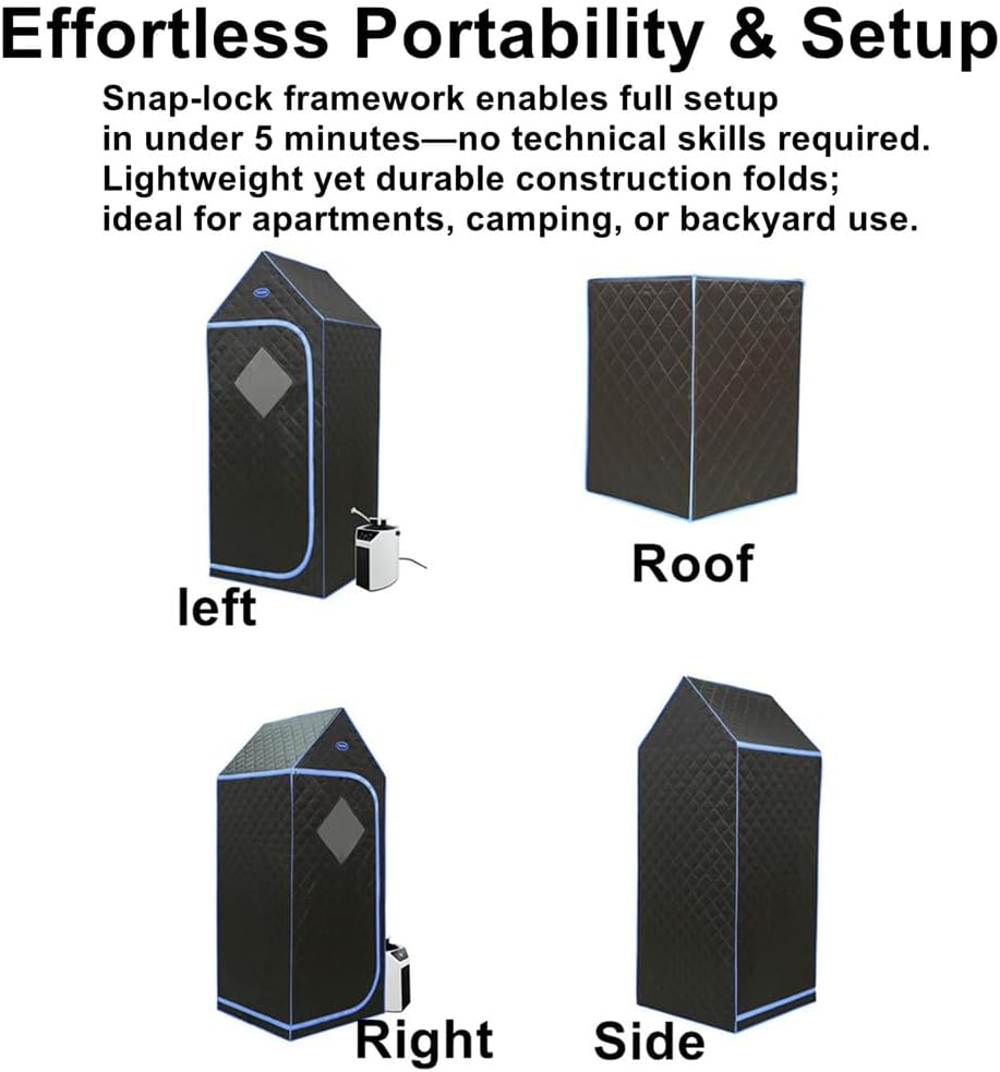 Portable Sauna Box for Home Spa Full Body, Personal Steam Sauna Tent Sauna Room with 3L 110V 1000W Steamer