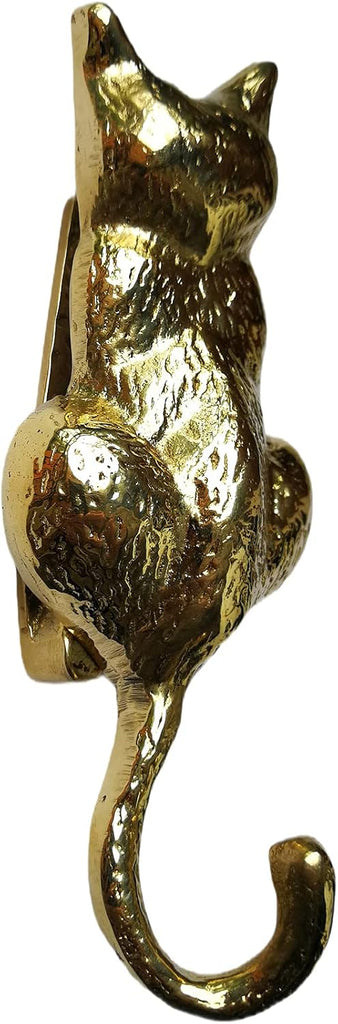 Cat Door Knocker Solid Brass 6.11 inches (Polished Brass)